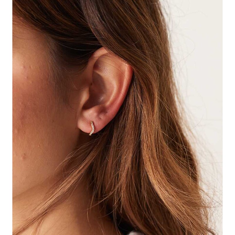 Orelia fine pave wave micro hoop earrings in 18k gold plated 114745639