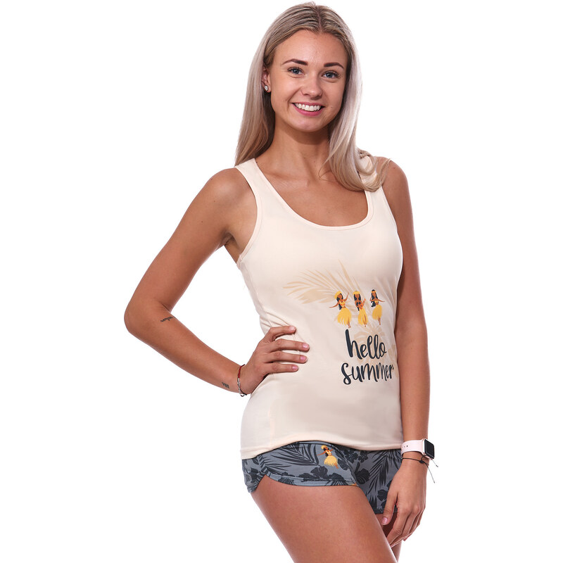 Naspani Pyžamo pro ženy či dívky kraťasy a tílko HELLO SUMMER a
