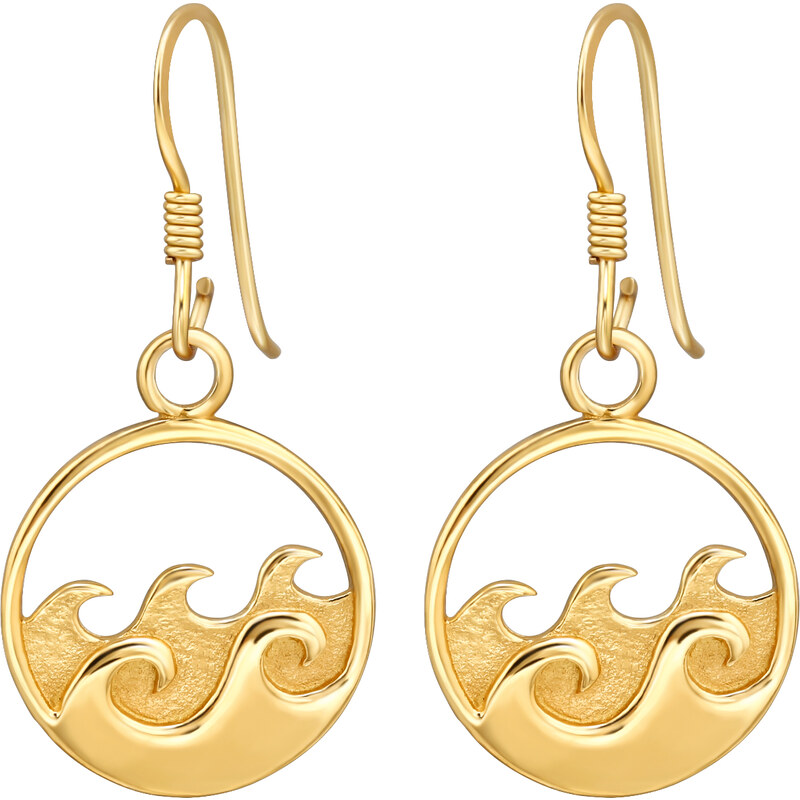 LUNICA Stříbrné visací náušnice GOLDEN WAVE 100449188