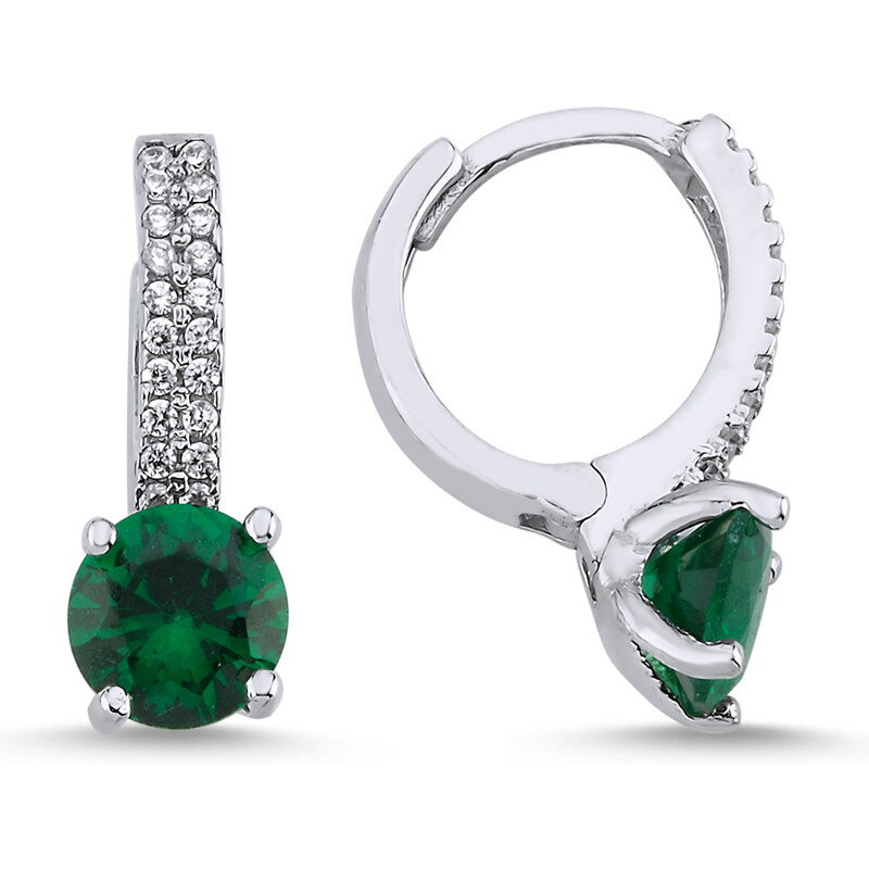 LUNICA Elegantní stříbrné náušnice EMERALD 100449292