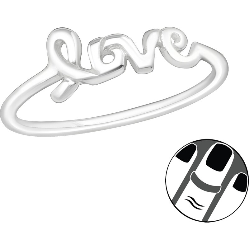 LUNICA Stříbrný midi prsten LOVE 100449251