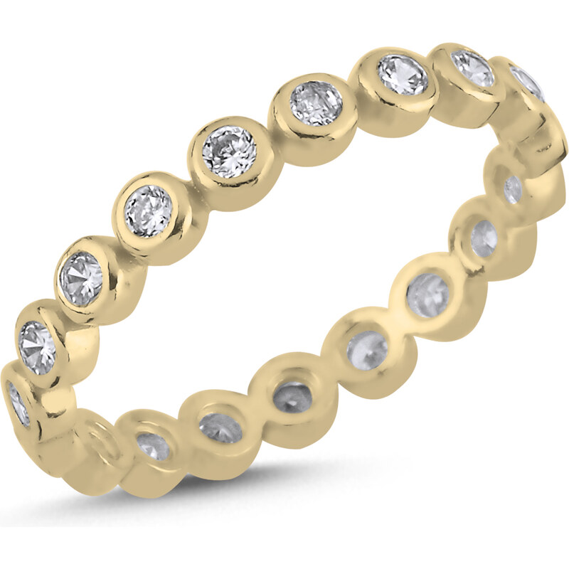 LUNICA Stříbrný GOLD ETERNITY prstýnek se zirkony 100449344