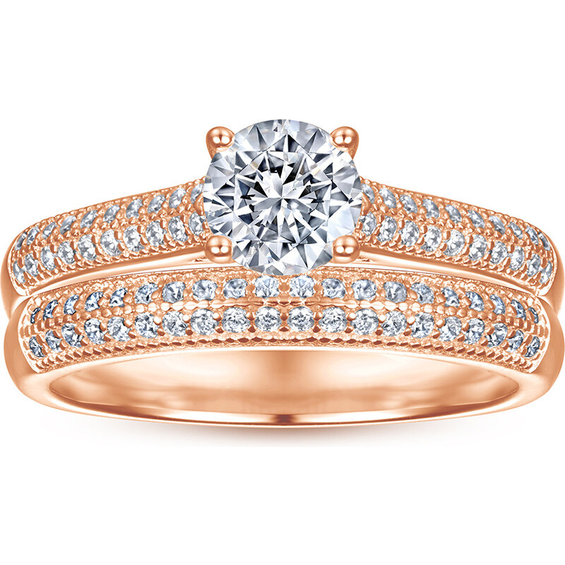 LUNICA Dva elegantní stříbrné prstýnky ROSE GOLD