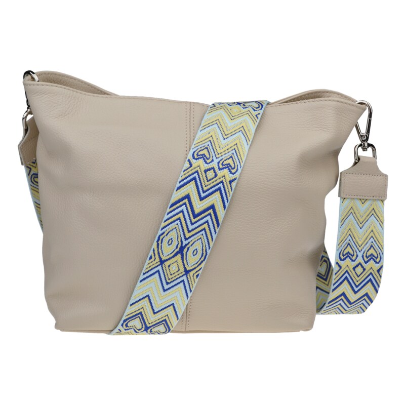 Béžová kožená italská crossbody kabelka Prisca Beige s přídavným