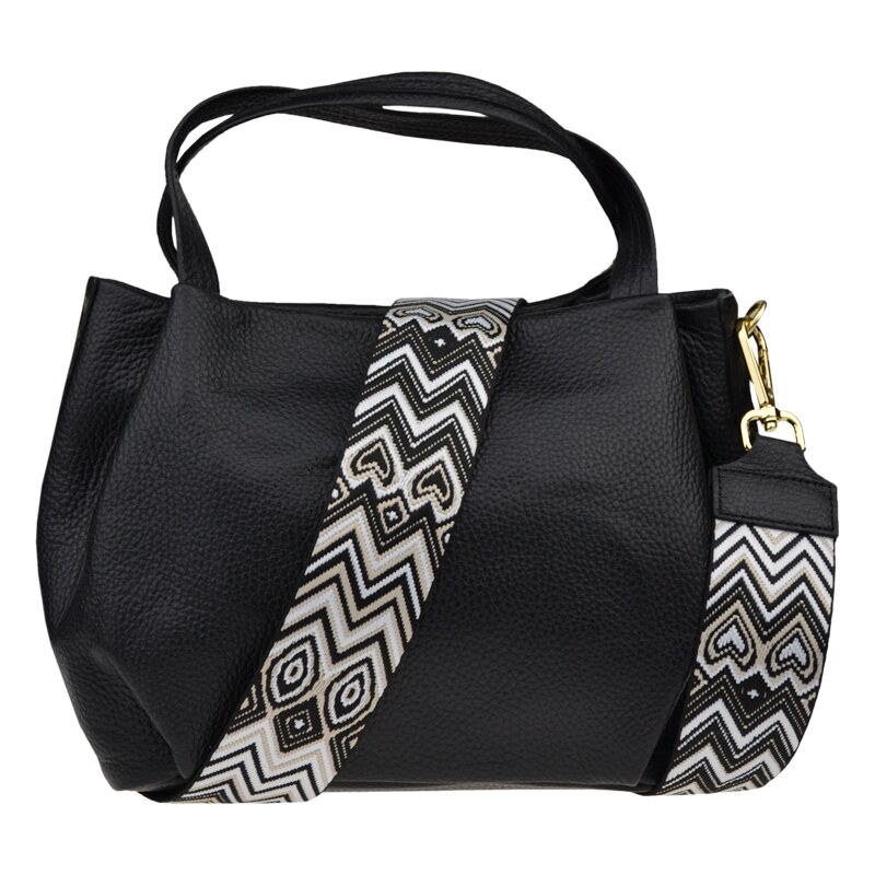Černá kožená italská crossbody kabelka Tea Nera s přídavným
