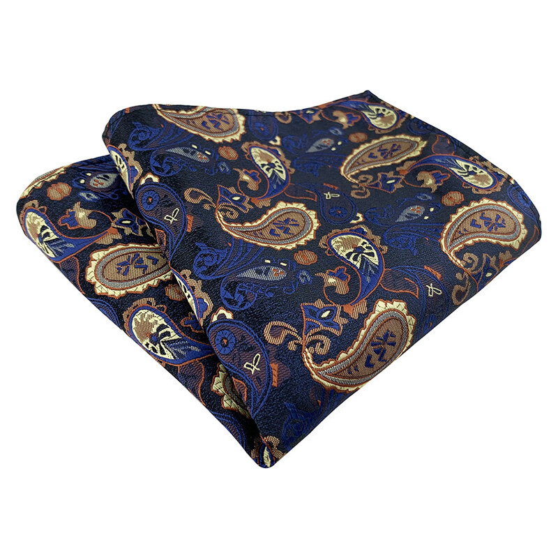 Fišer Hedvábný kapesníček modro zlatý paisley