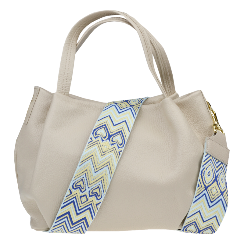 Béžová kožená italská crossbody kabelka Tea Beige s přídavným