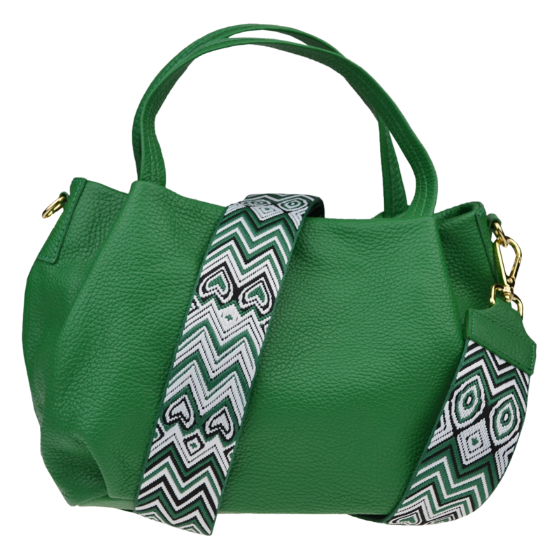 Zelená kožená italská crossbody kabelka Tea Verde Freddo s