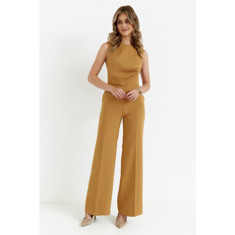 STYLOVE S115 Kombinéza se širokými nohavicemi - skořicová 100642365