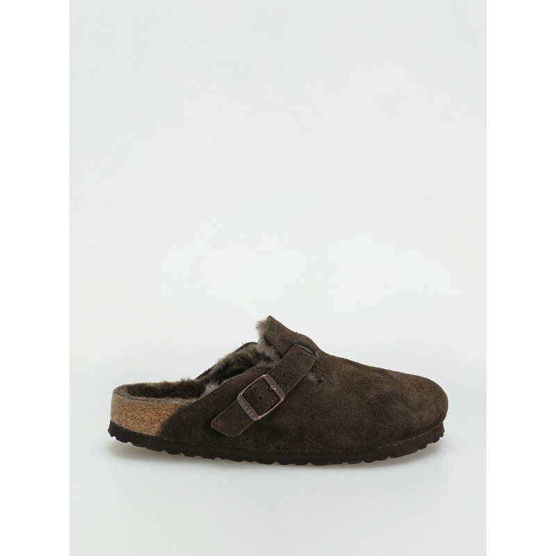 Birkenstock Boston Shearling Suede Leather Fur Narrow (mocha