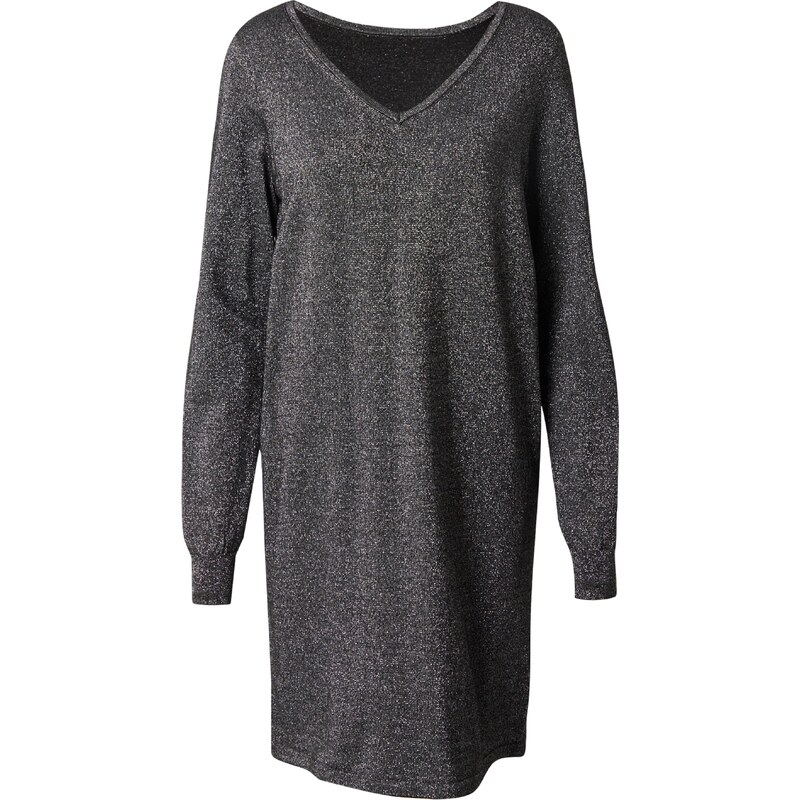 VERO MODA Úpletové šaty VMHAPPYSHINE černá / stříbrná