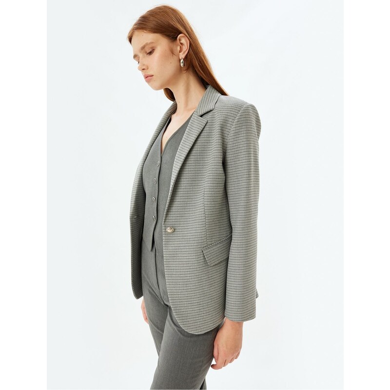 Koton Blazer Jacket Double Breasted Flap Pocket Detail
