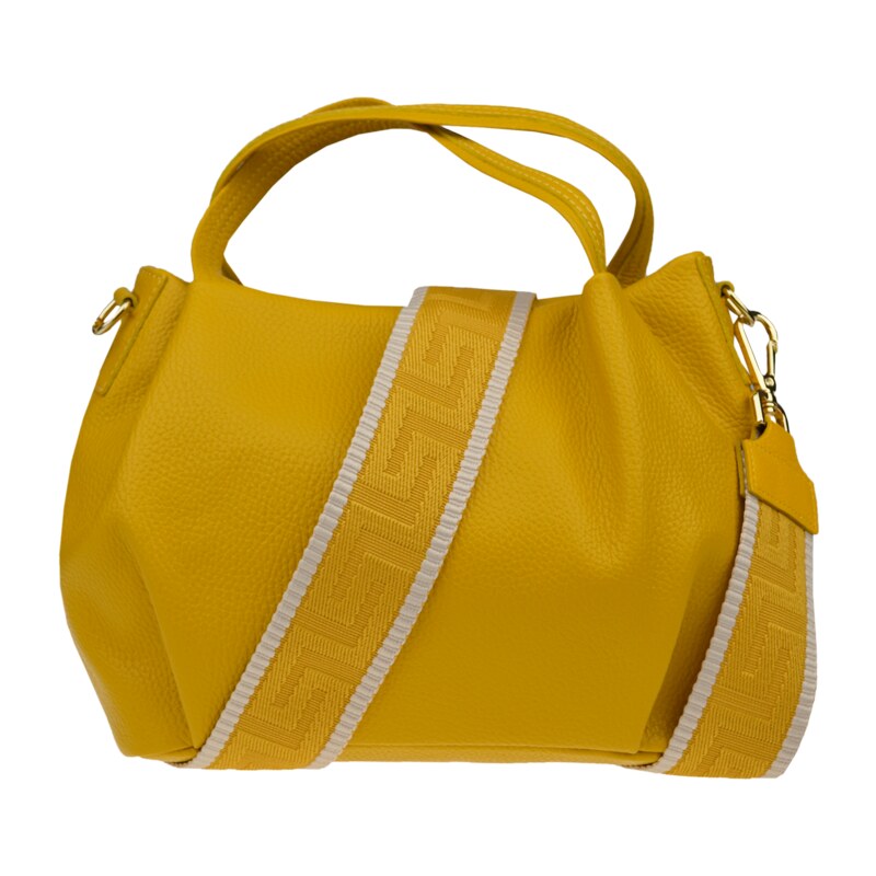 Žlutá kožená italská crossbody kabelka Tea Gialla s přídavným