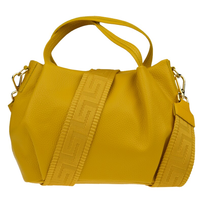Žlutá kožená italská crossbody kabelka Tea Gialla s přídavným