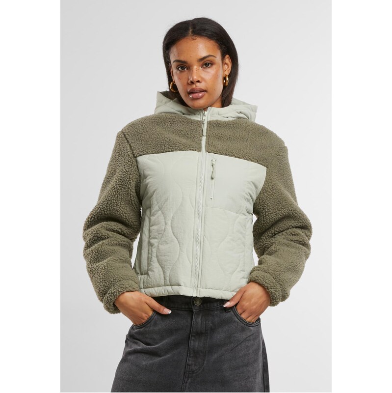 Urban Classics Dámská bunda Sherpa Crinkle Nylon Mix světle zelená 107081817