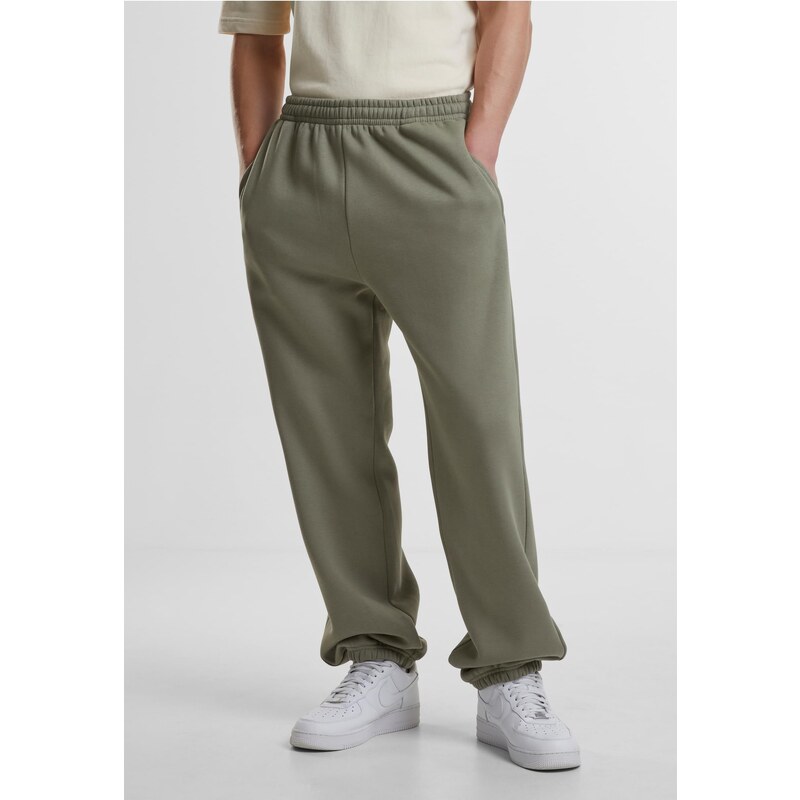 Urban Classics Pánské základní tepláky Fluffy světle olivové