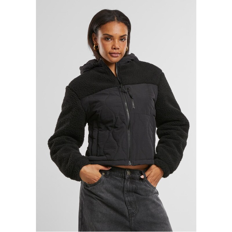 Urban Classics Dámská bunda Sherpa Crinkle Nylon Mix černá/černá