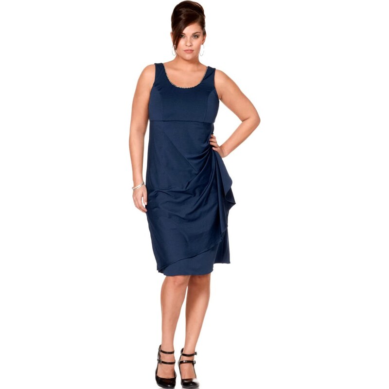 Společenské šaty pro plnoštíhlé, M.I.M., večerní šaty v nadměrné velikosti 58 noční modrá