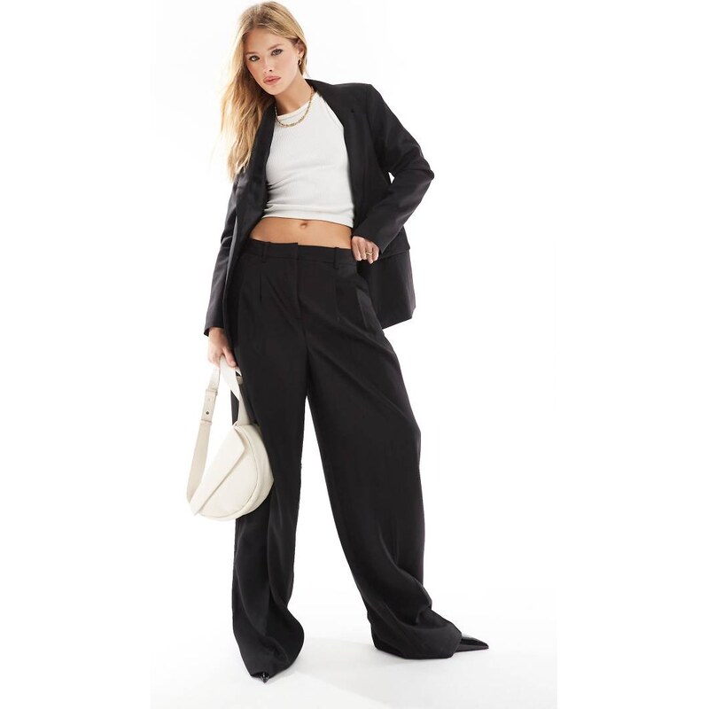 Vero Moda Rita tailored wide leg dad trouser co-ord in black