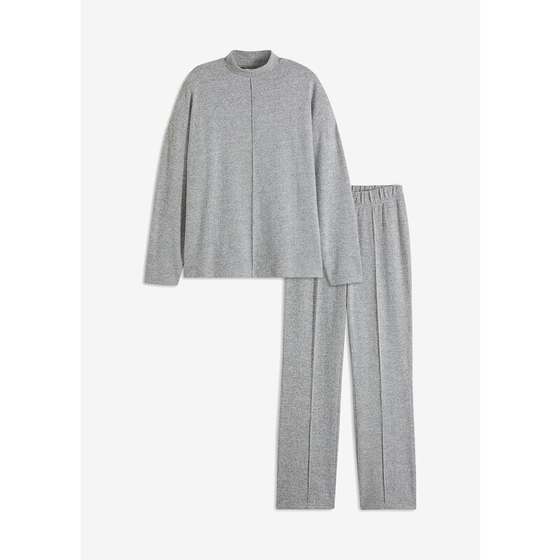 bonprix Oversize domácí souprava z měkkého materiálu šedá Žena