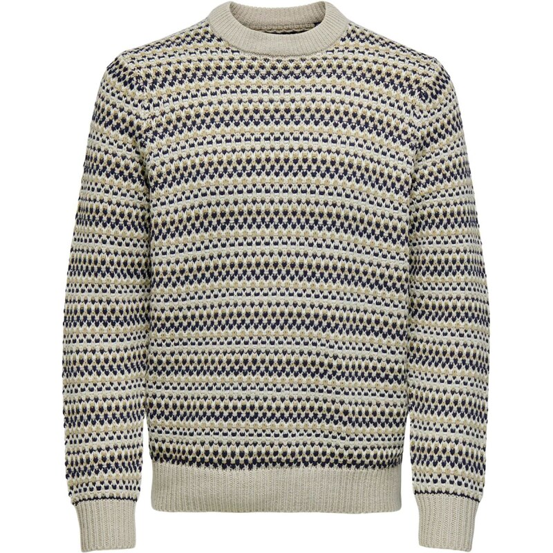 Only & Sons Svetr ONSMusa béžová / šedá / jedle / bílá