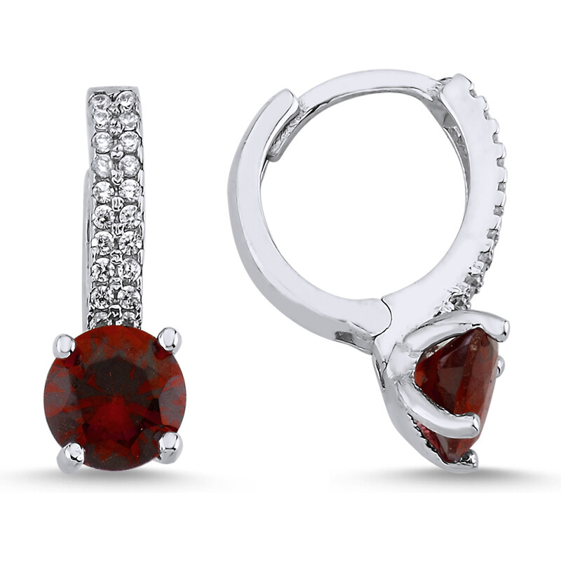 LUNICA Elegantní stříbrné náušnice GARNET 100679764