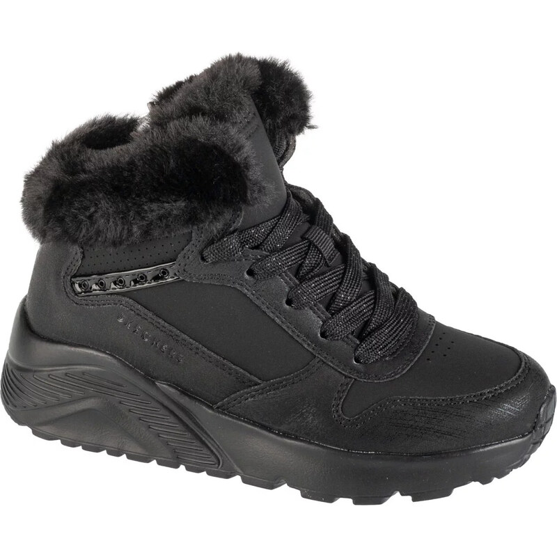 Černé dívčí kotníkové zimní tenisky Skechers Uno Lite - Comfurt Collar 100689435