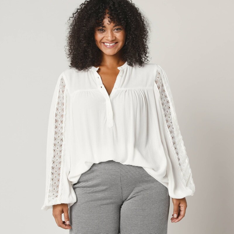 Blancheporte Halenka s macramé bílá 98170080