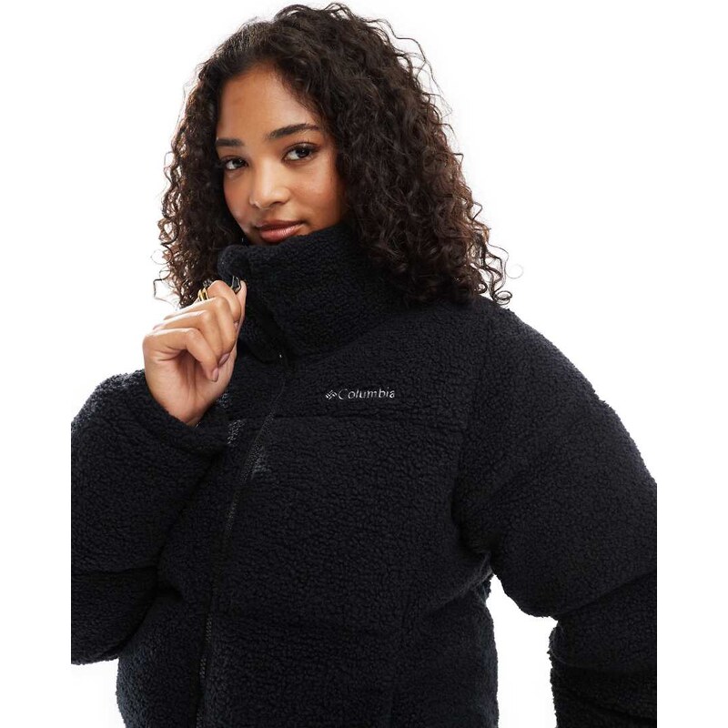 Columbia Puffect puffer sherpa jacket in black