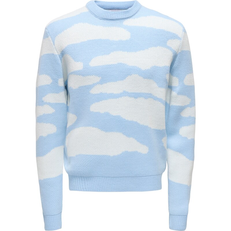 Only & Sons Svetr ONSCLARK světlemodrá / offwhite
