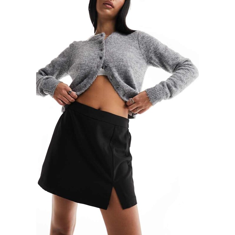 Pieces tailored high waisted skort in black 100707479