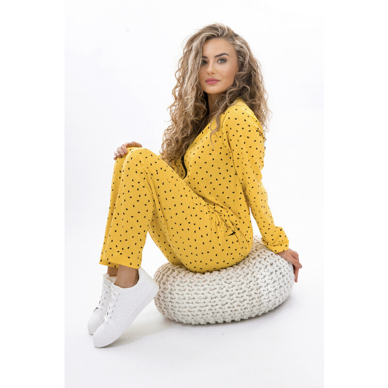 Dendy Dámský overal pyžamový dlouhý Yellow 92886945
