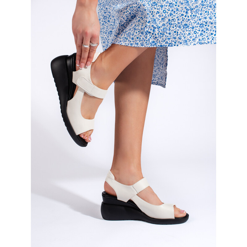 Comfortable white wedge sandals by Sergio Leone 95773078