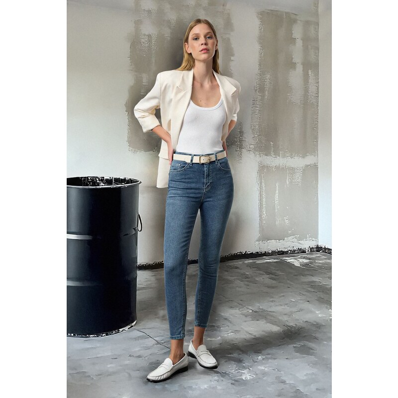 Trendyol Blue High Waist Skinny Jeans 107080224