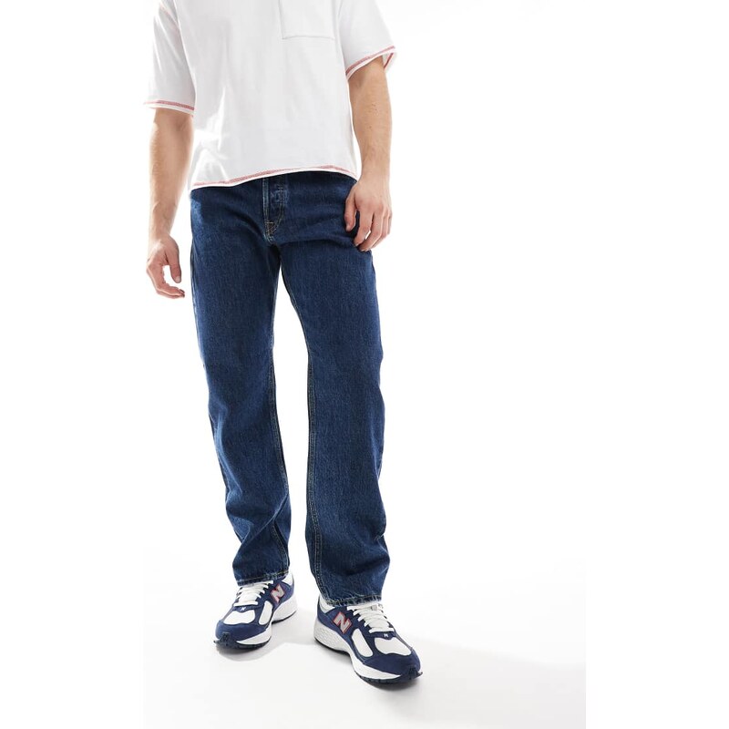 Jack & Jones- Chris straight jean in dark blue wash
