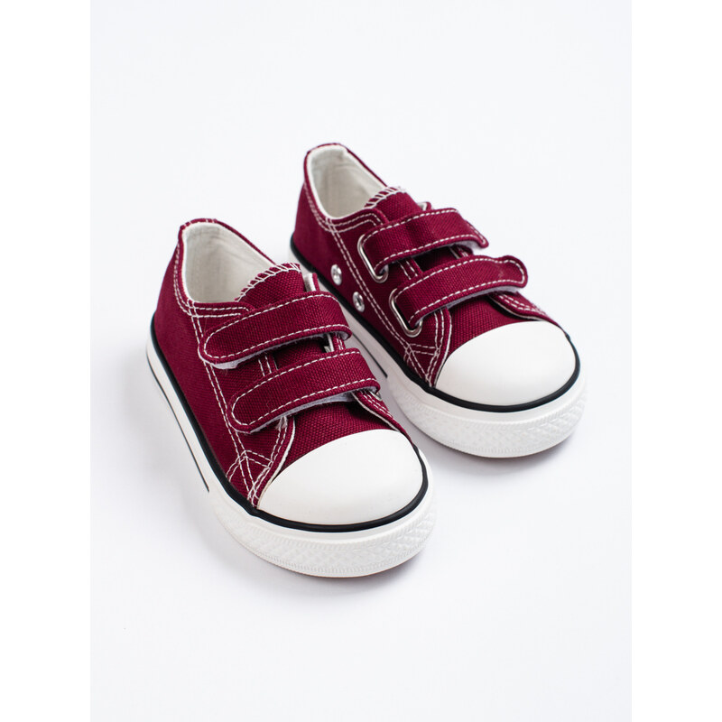 Childrens Velcro sneakers with burgundy Vico