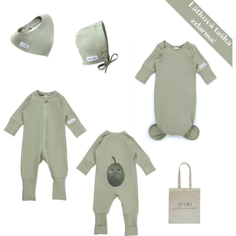 Dárková sada pro miminko Moniel Olive olivová newborn 100730129