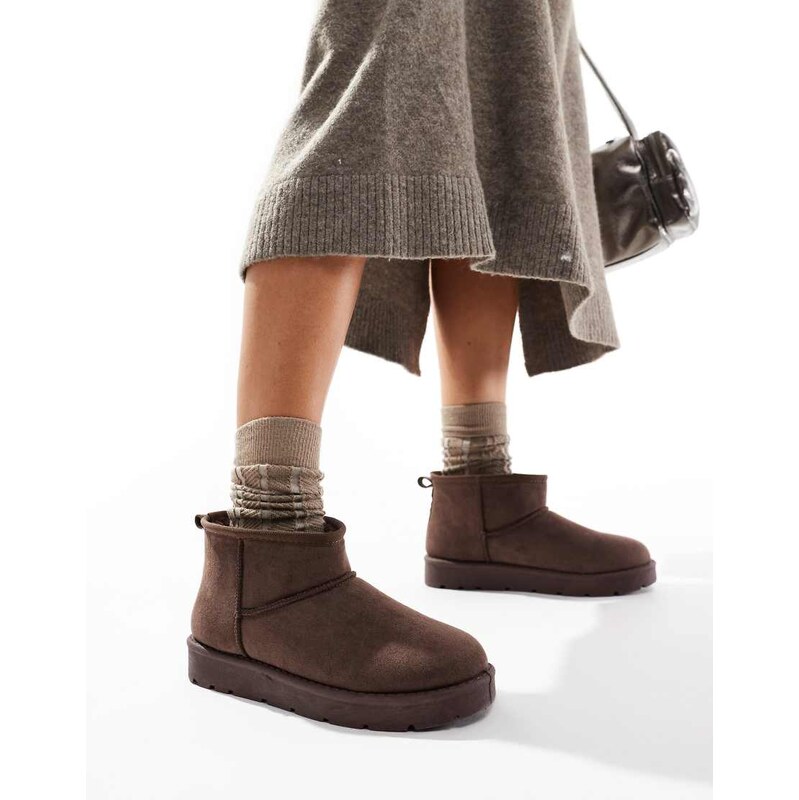SEQWL cosy mini ankle boots in chocolate-Brown 100763921