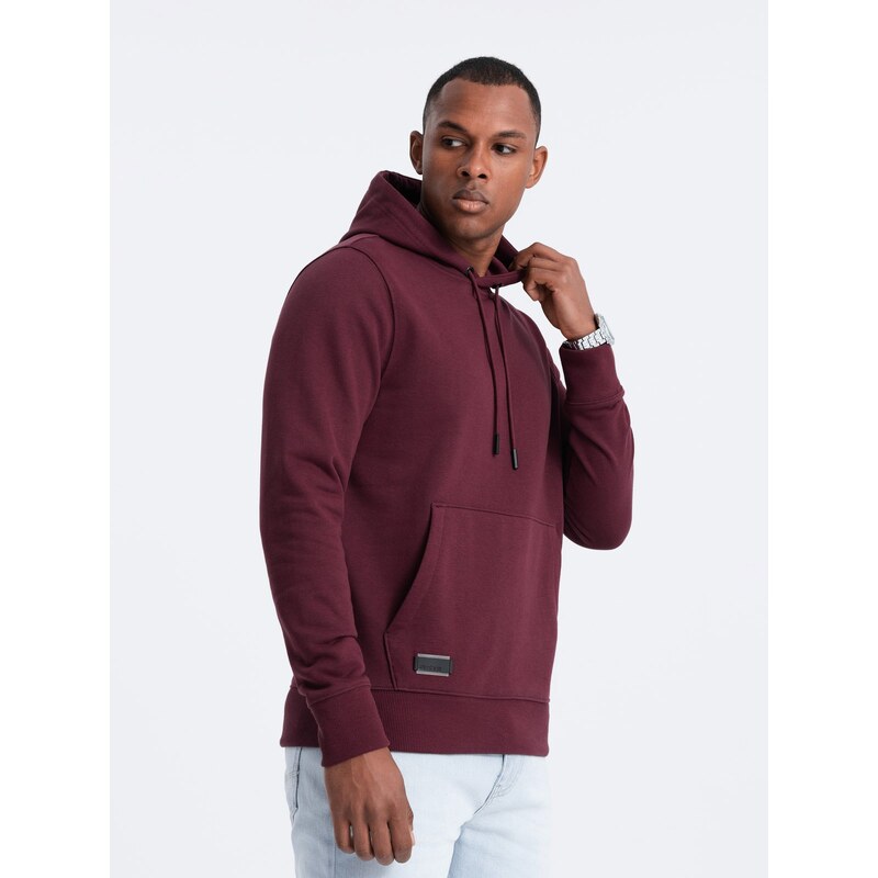 Ombre BASIC mens cotton sweatshirt kangaroo hoodie - maroon
