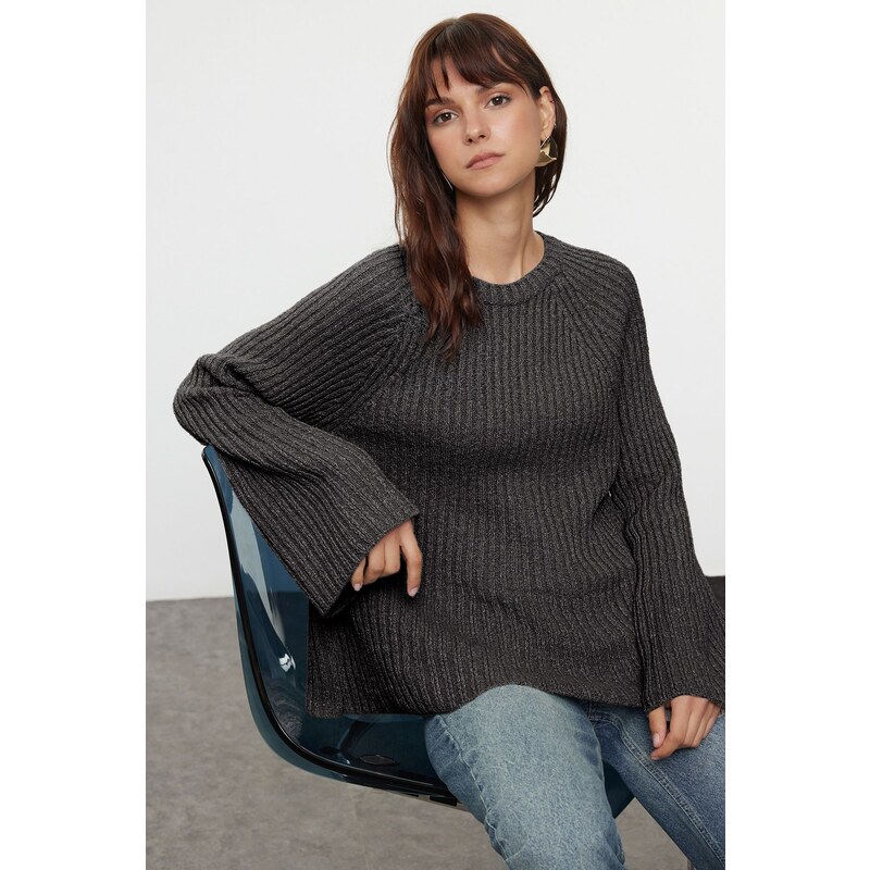 Trendyol Anthracite More Sustainable Wide Pattern Peplum Detailed 107082472