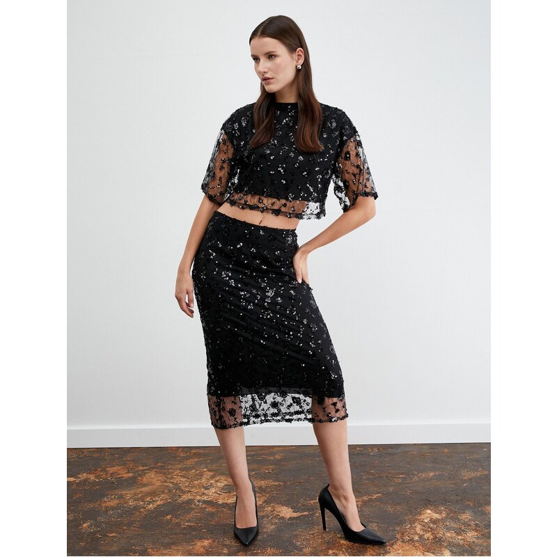 Koton Midi Sequined Sequin Skirt 107074415