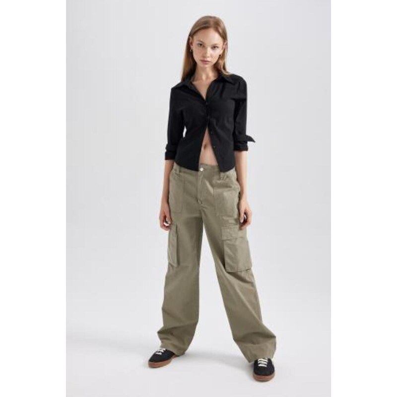 DEFACTO Gabardine Trousers Straight Fit Standard Length High Waist 115721552