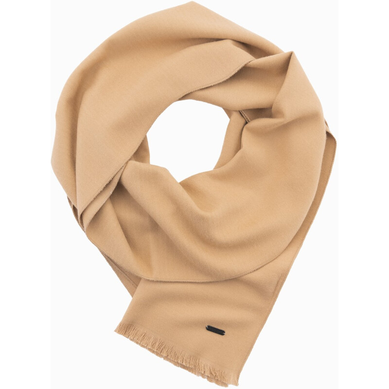 Ombre Mens monochrome scarf with tassels - light brown