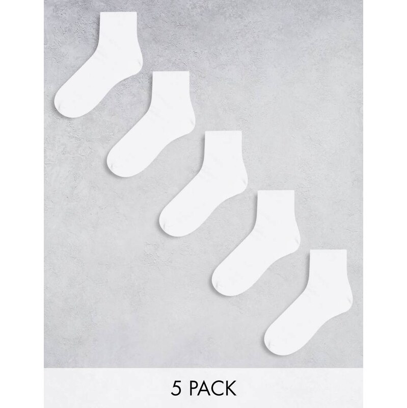 ASOS DESIGN 5 pack ankle socks in white 101906453