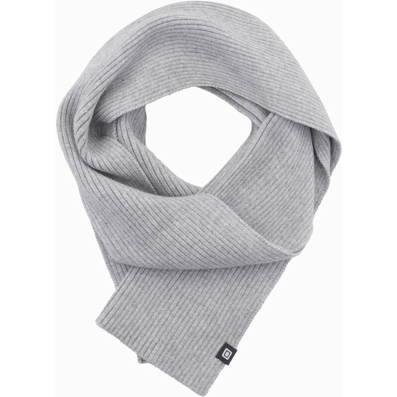 Ombre Mens monochrome ribbed knit scarf - grey