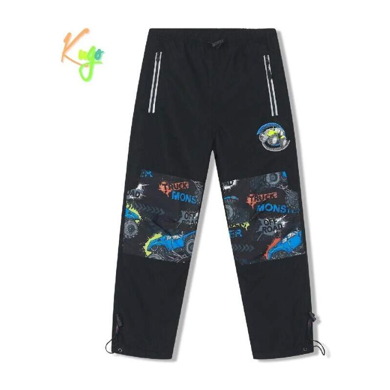 Dětské zateplené šusťákové kalhoty Kugo BU615 černé / černý zip,
