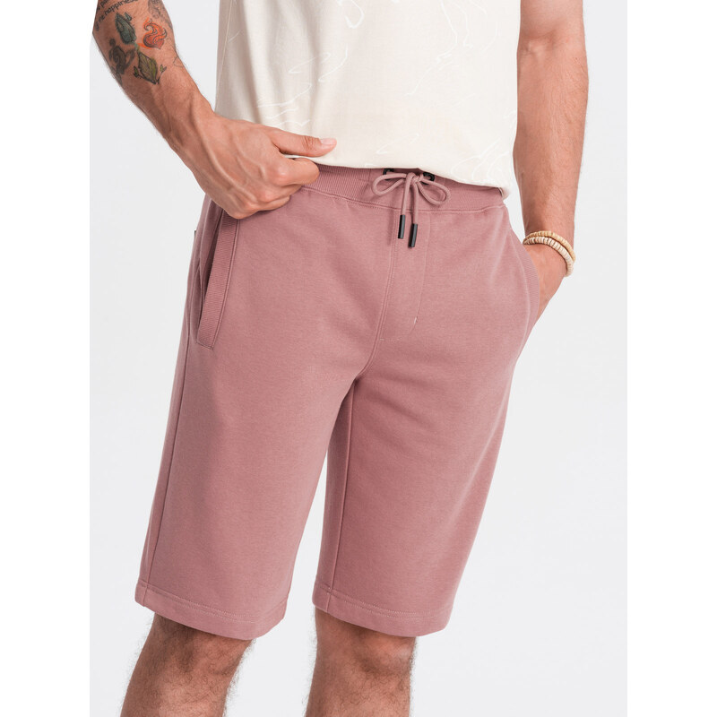 Ombre Mens pre-knee BASIC sweat shorts - dark pink