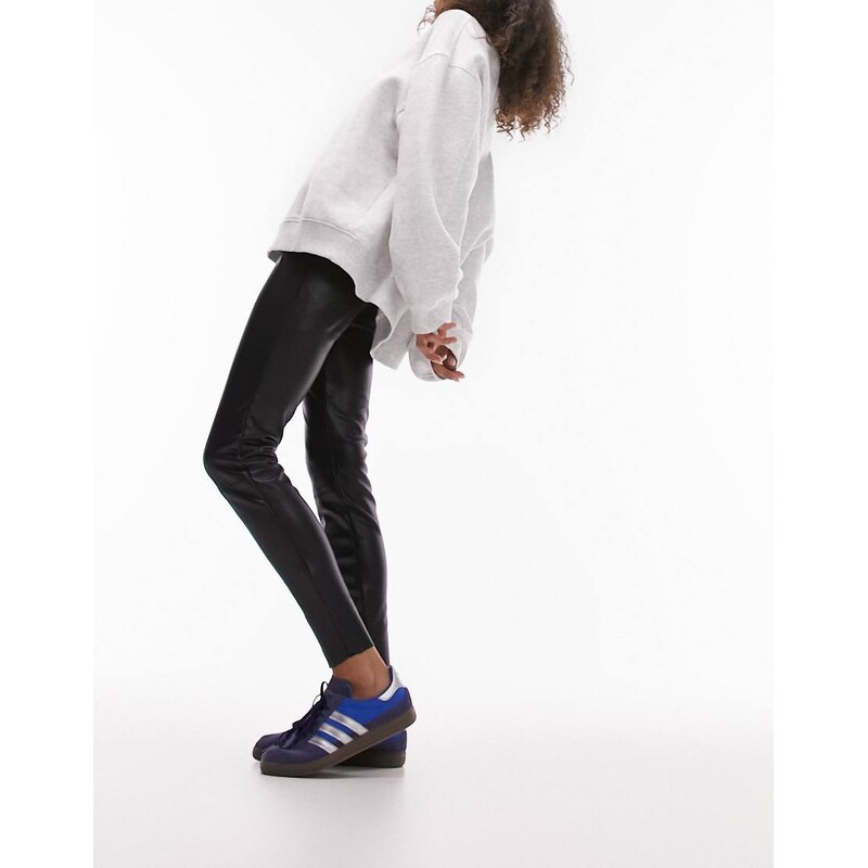 Topshop faux leather skinny fit trouser in black