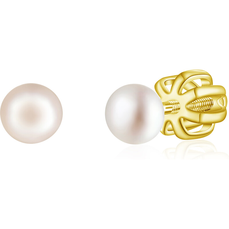 Olivie Stříbrné 4mm náušnice PERLY AAA GOLD 9114