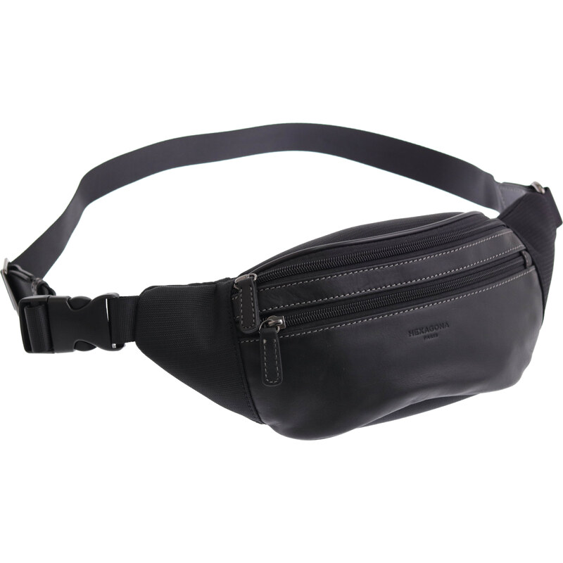 Kožená ledvinka Hexagona 291116 černá kůže + nylon